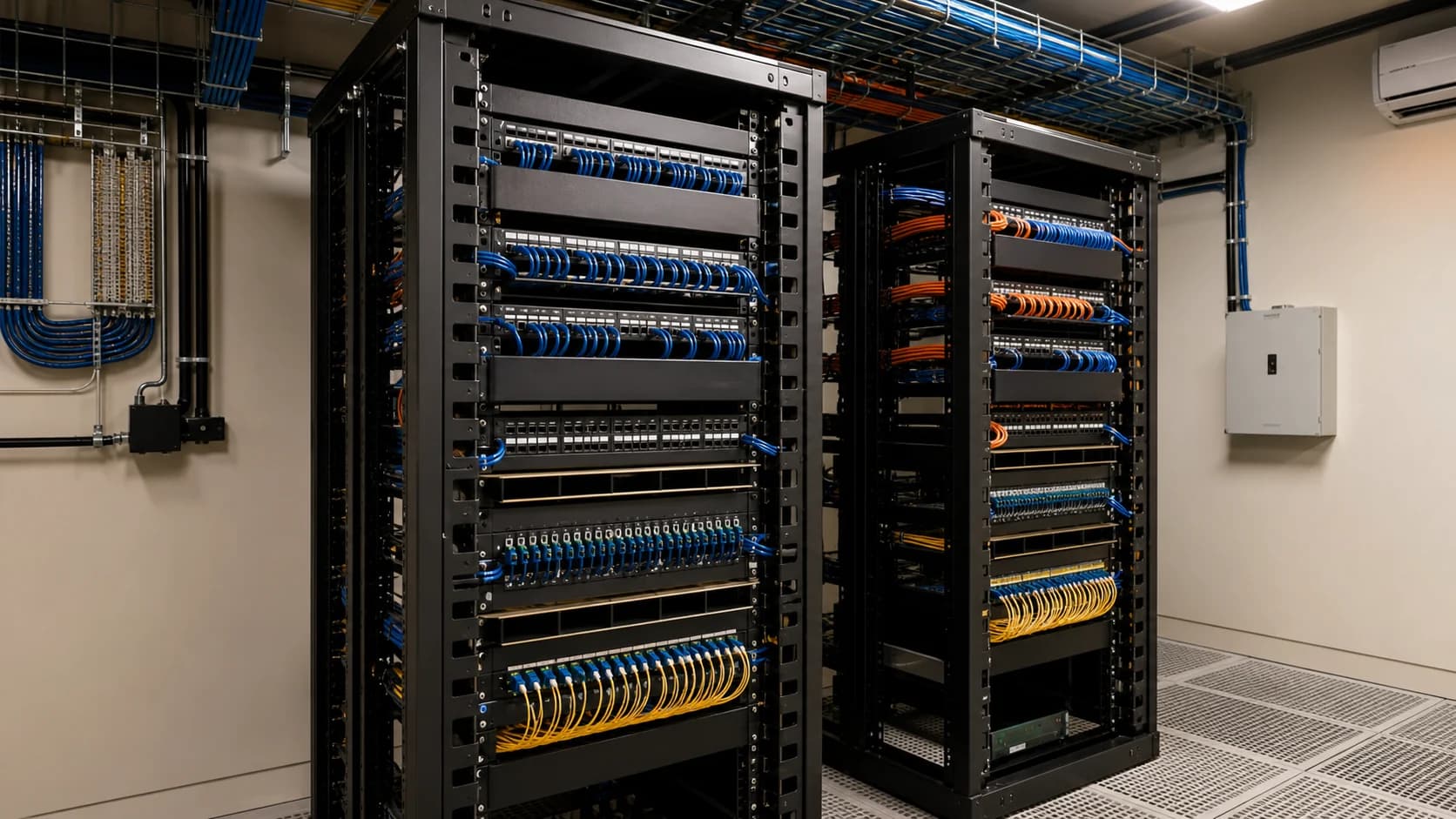 Structured network cabling, fibre infrastructure, and patch panels